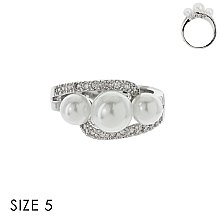 ELEGANT CZ RING W/ 3 PEARL CENTER SLR1691