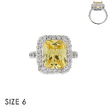 ELEGANT LARGE YELLOW CZ CENTER STONE RING SLR1692