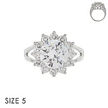 ELEGANT ROUND FLOWER SHAPE CZ RING SLR1699