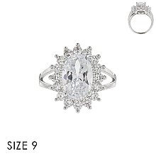 LARGE OVAL CUBIC ZIRCONIA STONE RING SLR1701SI