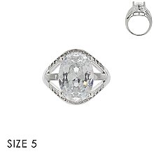 LARGE OVAL CUBIC ZIRCONIA ENGAGEMENT STYLE RING SLR1702SI