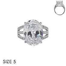 LARGE OVAL CUBIC ZIRCONIA STONE RING SLR1707SI