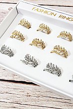 PACK OF (12 PIECES) Crystal Pave Feather Rings