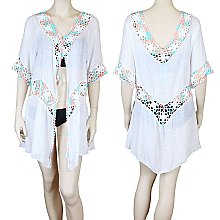 STYLISH EMBROIDERED V-NECK AND WAIST OPEN COVER UP SLS2115
