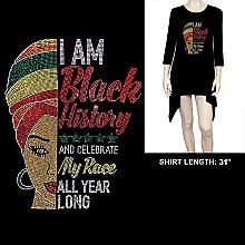 FASHIONABLE BLACK HISTORY RHINESTONE Long-sleeved SHIRT