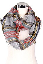 Pack of 12 Classic Plaid Pattern Infinity Scarves