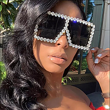 Pack of 12 Flat Square Shield Rhinestone Decor Statement Sunglasses