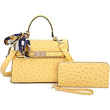 Ostrich Scarfed Top Handle 2-in-1 Satchel