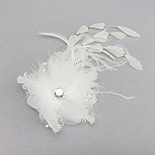 FASHIONABLE FEATHER FLOWER HAIR CLIP W/ STONES SLW0646