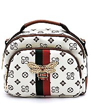 Queen Bee Stripe Monogrammed Satchel