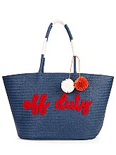 TRENDY NAVY Color Beach Bag with print
