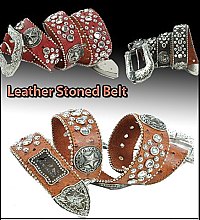 OL-B001SB,  Leather Stoned Belt