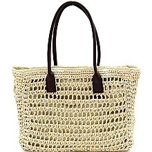 Knitted Straw Two-Tone Oversized Shopper Tote