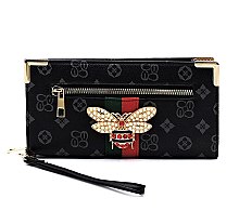 QUEENBEE MONOGRAM STRIPE CLUTCH WRISTLET