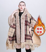 Thicken Thickened Wool Collar Knitted Shawl Cape