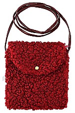 PACK OF 12 CUTE ASSORTED COLOR FAUX FUR MESSENGER BAG