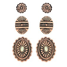 FASHIONABLE WESTERN STYLE 3PAIR CONCHO EARRINGS