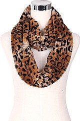 Pack of 12 Leopard Soft Fur Infinity Scarves
