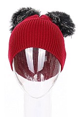 Pack of 12 (pieces) Assorted Double Pom Pom Beanies
