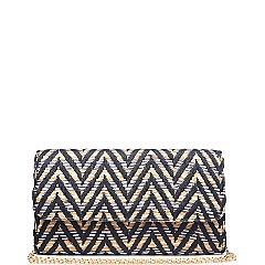 LUXURY BAHAMAS ZIGZAG STRAW FASHION CLUTCH BAG JY15850B