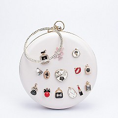 Charming 3D Accented Ring Handle Round Frame Satchel-Clutch