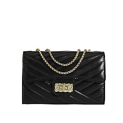 Quilted Twist Lock Chained Shoulder Bag
