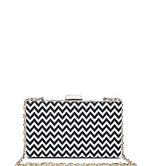 LUXURY MALTA HOUNDSTOOTH ZIGZAG PATTERN BOX CLUTCH BAG WITH CHAIN JY-18603H