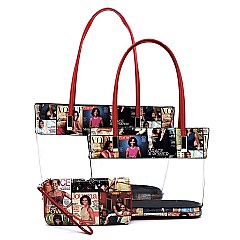 See Thru 3-in-1 Magazine Cover Collage Tote Set