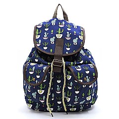 CACTUS DESIGN FAUX LEATHER BACKPACK