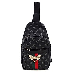 Trendy Queen Bee Stripe Monogram Sling Backpack
