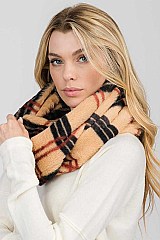 Pack of 12 Assorted Color Plaid Plush Infinity Scarves