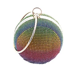 ROUND MULTI COLOR RHINESTONE CROSSBODY BAG