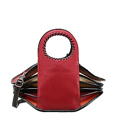 Accordion Stched Handle Satchel