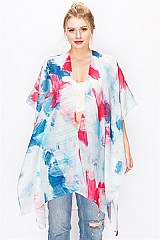 ABSTRACT BLUE AND RED PRINT Topper Kimono COVER UP