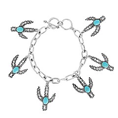 CHARMING CACTUS WESTERN STYLE TURQUOISE CHARMS TOGGLE BRACELET