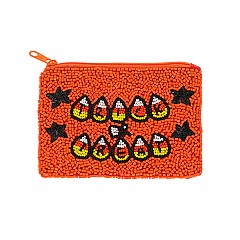 5" TRENDY Handmade Seed Bead Zipper Multiuse Pouch Bag