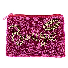 5" TRENDY Handmade Seed Bead Zipper Multiuse Pouch Bag