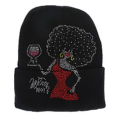 BLACK QUEEN CUFFED RIBBED BEANIE