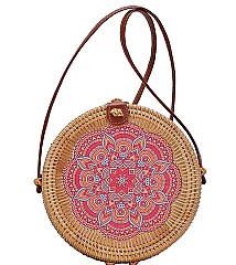 ORIGINAL WOODEN INDIA PATTERN ROUND CROSSOBODY BAG JYBGA-82636