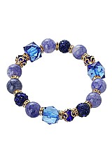 PACK OF 12 ENCHANTING ASSORTED COLOR MULTI BEAD STRETCH BRACELET