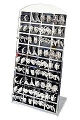 PACK OF 36 Fashion Charm Hamsa, Eiffel, Heart ECT Stud Earring Set with Display Case
