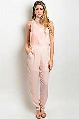 Sleeveless Round Neck Ribbed Top Jumpsuit - Pack of 6 Pieces