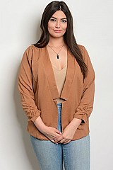 Plus Size Camel 3/4 Sleeves Blazer - Pack of 6 Pieces