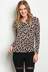 Long Sleeves Hooded Leopard Print Top - Pack of 6 Pieces