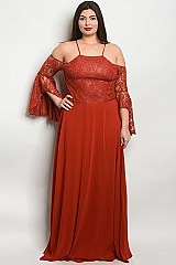 Plus Size Bell Sleeve Off the Shoulder Lace Long Gown - Pack of 6 Pieces