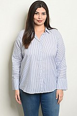 Plus Size Long Sleeve Button Down Shirt - Pack 5 Pieces