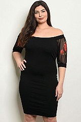Plus Size Short Sleeve Off the Shoulder Bodycon Dress - Pack of 6 Pieces