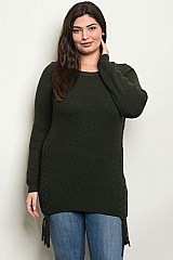 Plus Size Long Sleeve Lace Up Detail Sweater - Pack of 6 Pieces