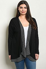 Plus Size Long Sleeve Open Front Cardigan - Pack of 6 Pieces