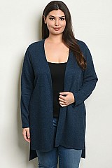 Plus Size Long Sleeve Open Front Knit Cardigan - Pack of 6 Pieces